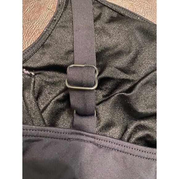 Coco Reef 34DD Black Tankini Top Embroidered Sequin Blue Floral Adjustable Strap - Picture 3 of 9